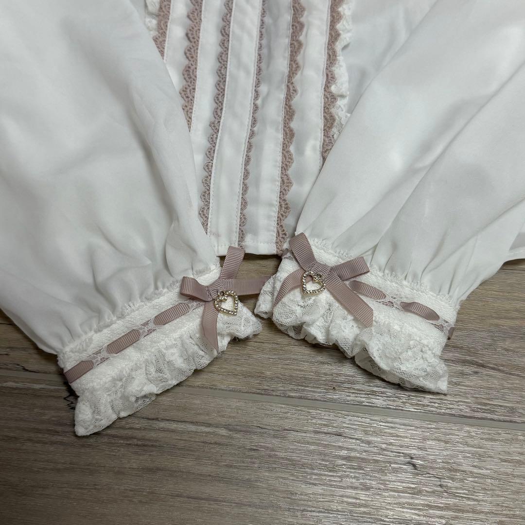 LIZLISA リズリサ 3つリボンフロントチョーカーブラウス 長袖 ピンク