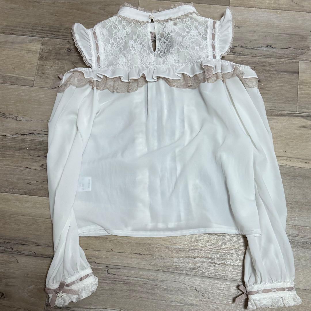 LIZLISA リズリサ 3つリボンフロントチョーカーブラウス 長袖 ピンク