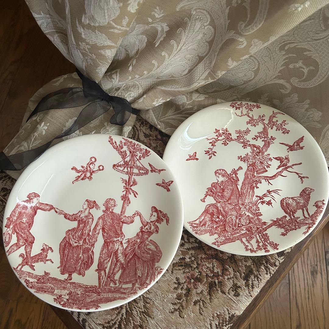 希少フランスGien【 Toile de Jouy 】トワルドジュイ プレート大