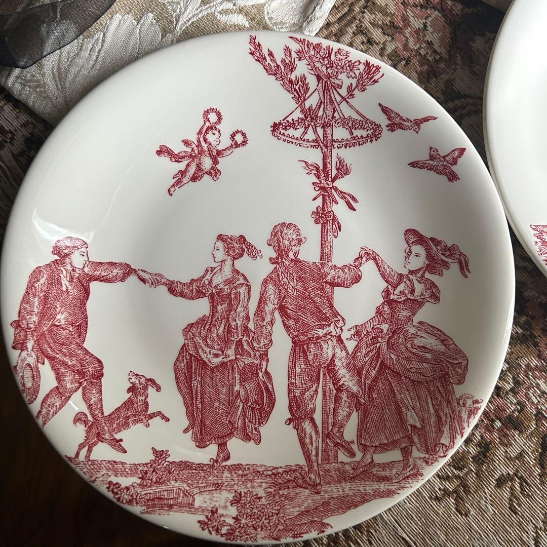 希少フランスGien【 Toile de Jouy 】トワルドジュイ プレート大