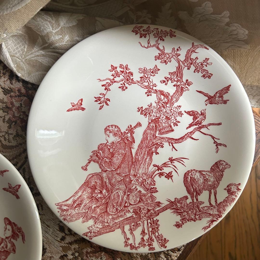 希少フランスGien【 Toile de Jouy 】トワルドジュイ プレート大
