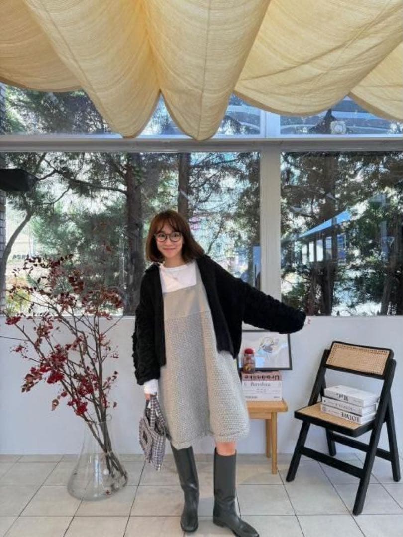 warmy tweed like Pandoro OP グレー