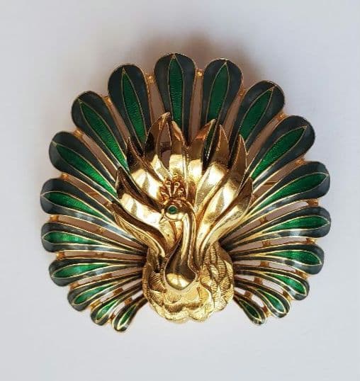 CINER　サイナー　ヴィンテージ　ピーコック　ビジュー　ブローチ　ジュエリー