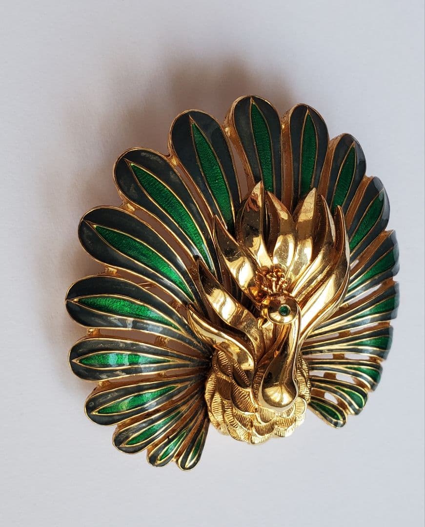 CINER　サイナー　ヴィンテージ　ピーコック　ビジュー　ブローチ　ジュエリー