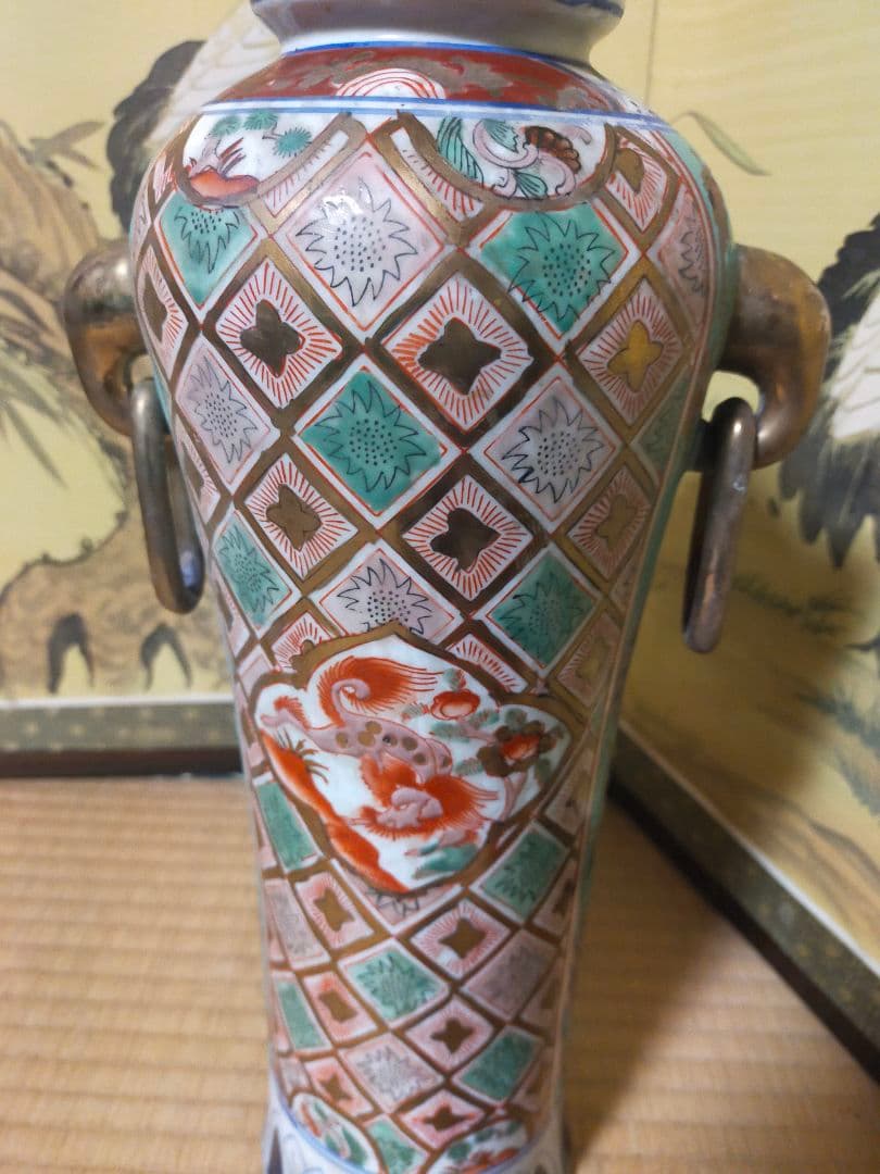 多色装飾の陶器花瓶 中国