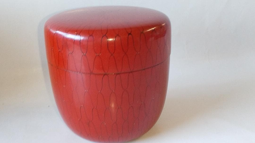 山中塗 蒔絵師 高橋峯房 作 黒網目 中棗 漆器 茶器 茶道具 棗 共箱 美品