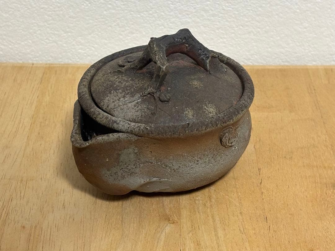 74.備前焼 宝瓶 登り窯 梅 手びねり 急須