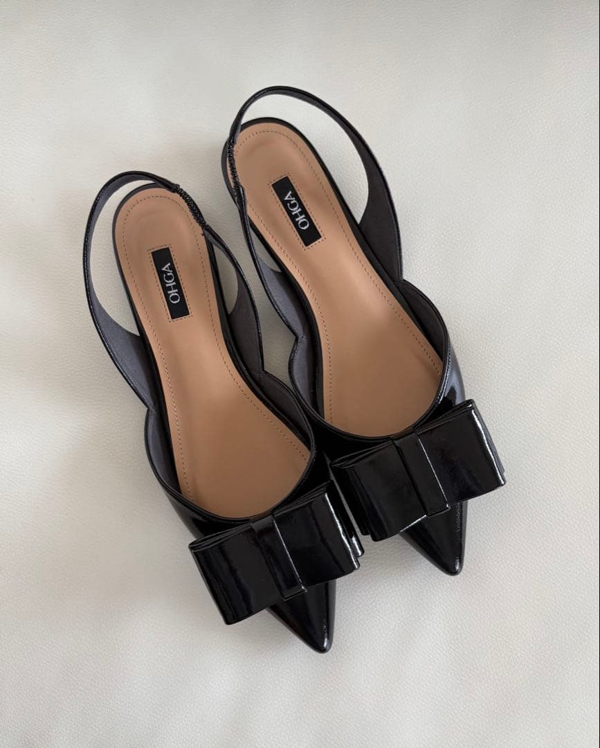 OHGA オーガ ビッグリボンパンプス ブラック 24cm