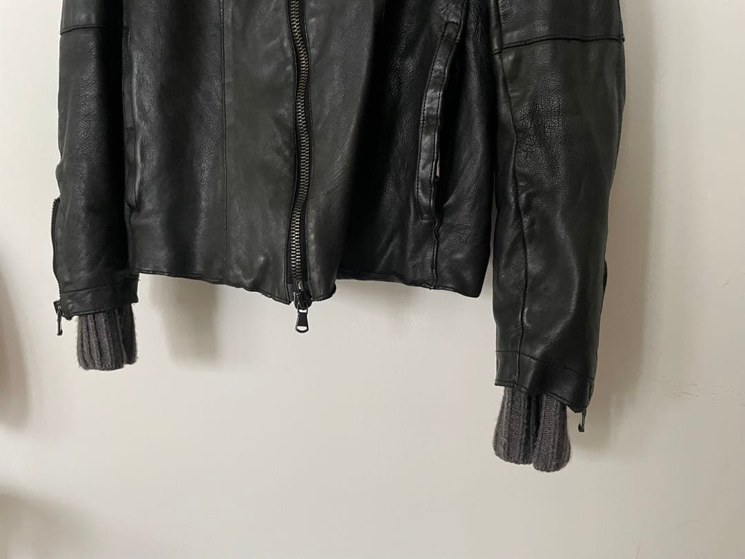 【TRANSIT PAR-SUCH】レザーニットシングルジャケット