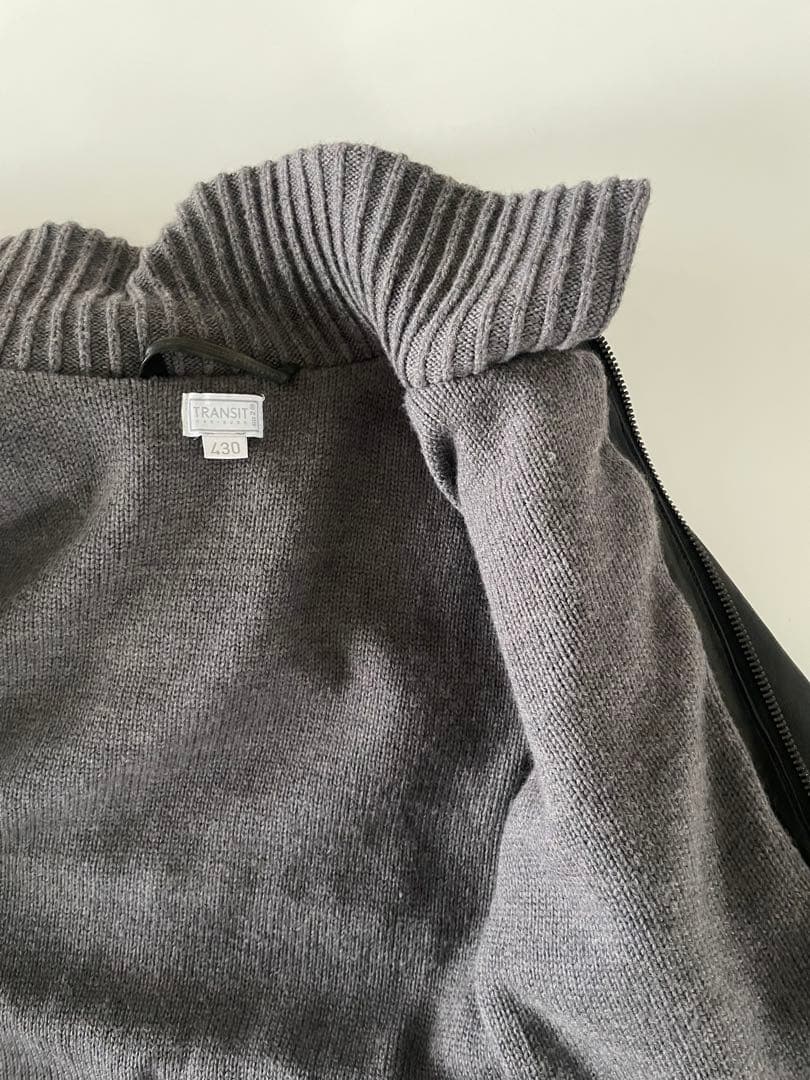 【TRANSIT PAR-SUCH】レザーニットシングルジャケット