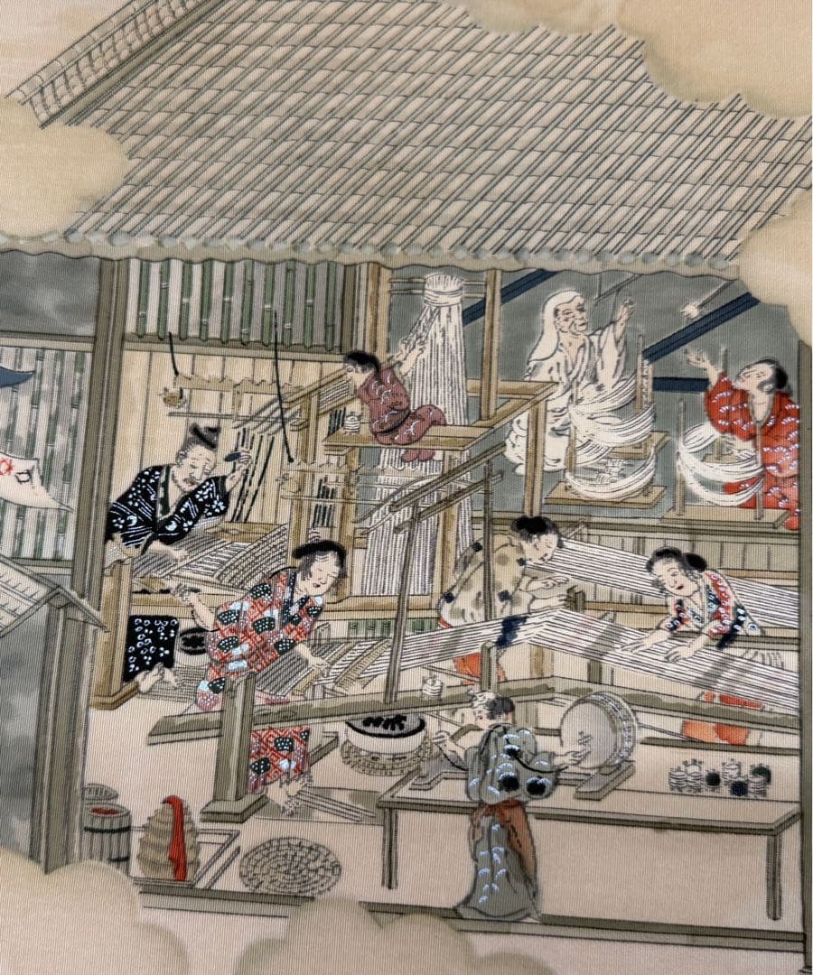 京都で見つけたヴィンテージ　江戸時代 浮世絵　絹　額入り