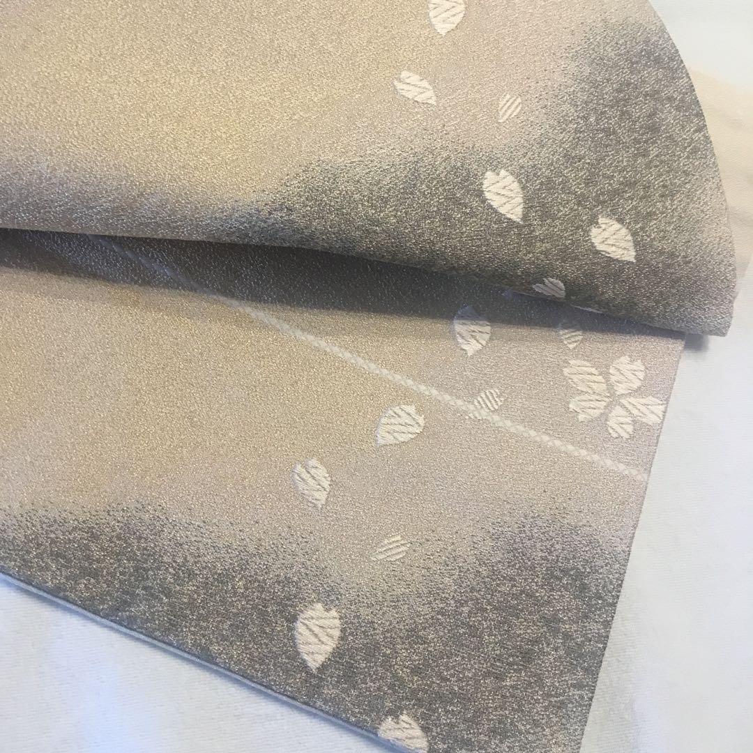 さくら　桜柄　九寸名古屋帯　ベージュ系