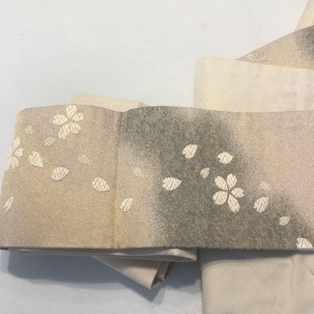 さくら　桜柄　九寸名古屋帯　ベージュ系