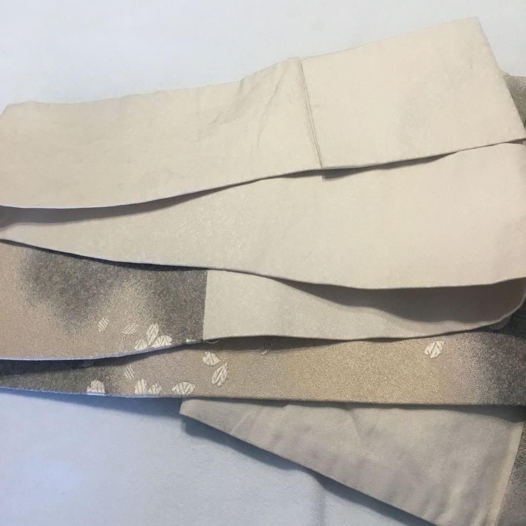 さくら　桜柄　九寸名古屋帯　ベージュ系