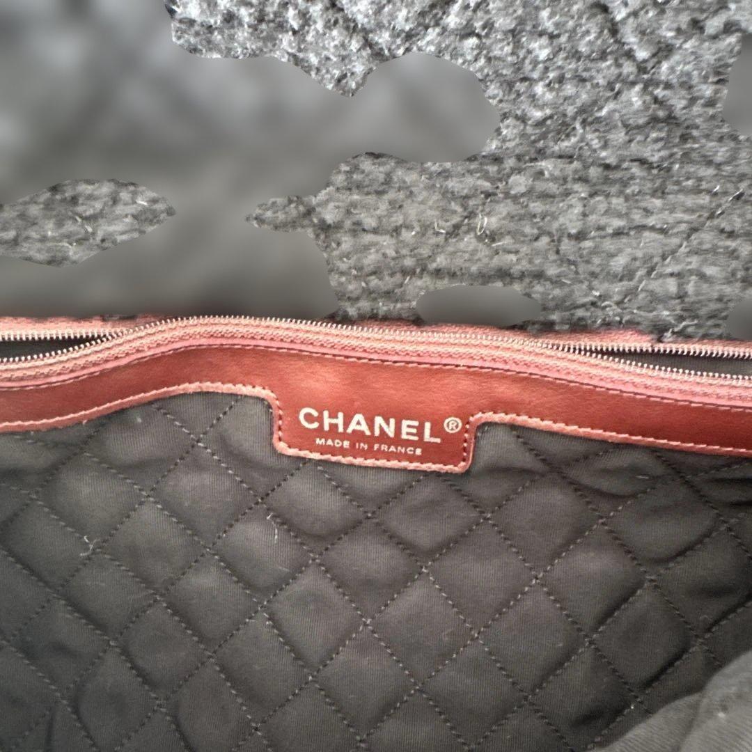 シャネルCHANEL14番台ラビットファー ツイードチェーンマルチカラー