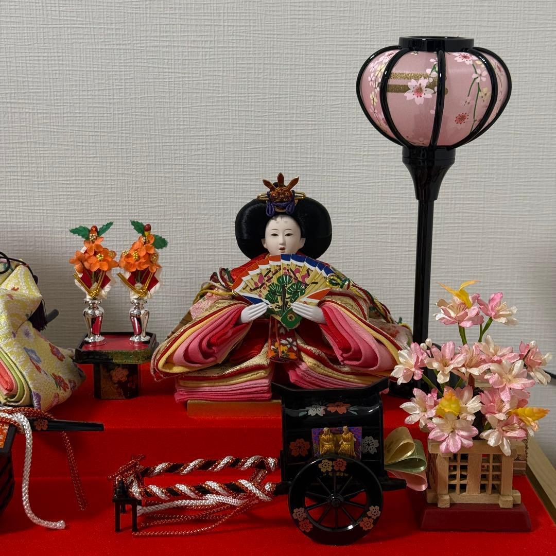ケース入り 雛人形 ひな人形 ライト付き コンパクト 親王飾り 女の子 初節句