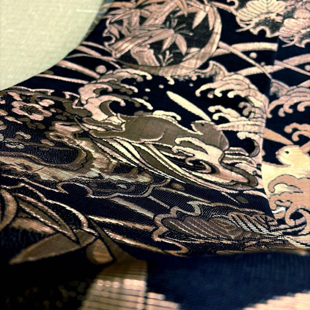 正絹　袋帯【金華山織】《波　吉祥うさぎ》