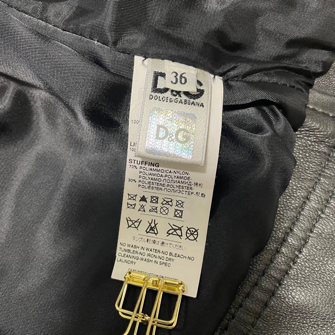 【美品】ドルチェアンドガッバーナ シングルライダースジャケット 黒 サイズ36