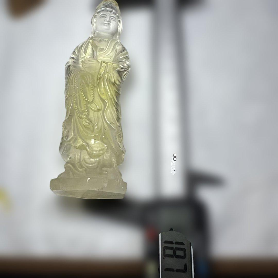 高品質　観音黄水晶　シトリン　置物　約12cm