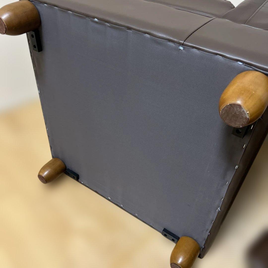 1人掛けソファー、フェイクレザーソファー、ダークブラウンソファー、コーナーソファ