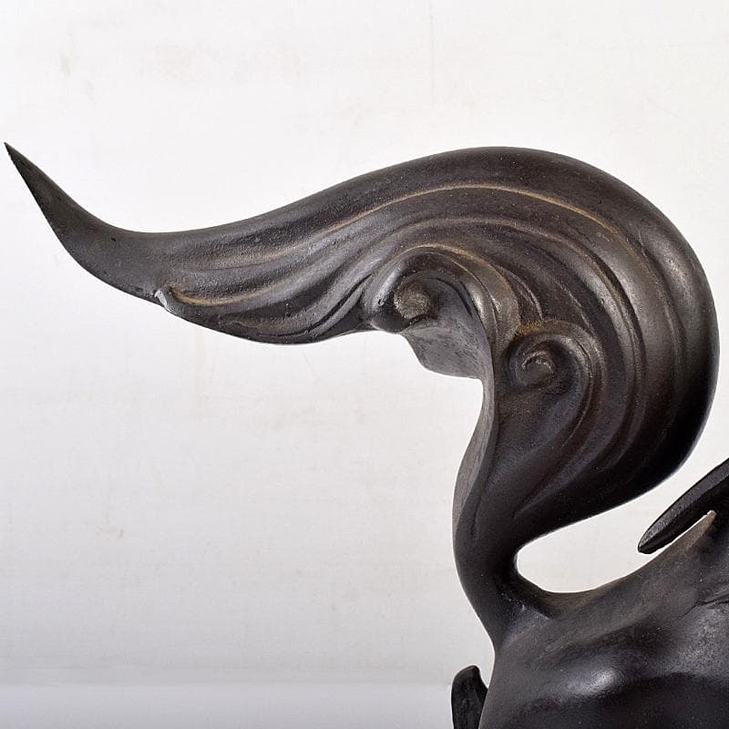 中国　古銅宣徳銅　玉乗り獅子　置物　重さ約5.28㎏　G　R7655B