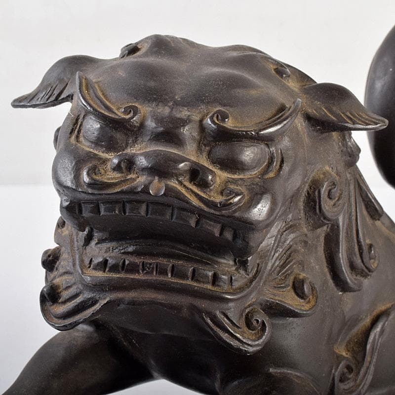 中国　古銅宣徳銅　玉乗り獅子　置物　重さ約5.28㎏　G　R7655B