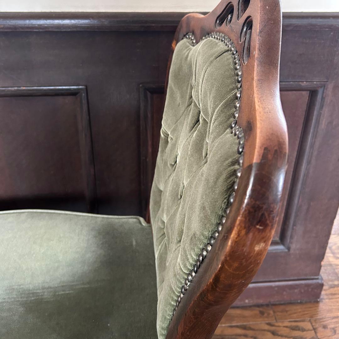 アンティーク 猫足 ベロアチェア/ベルベットチェア no.02