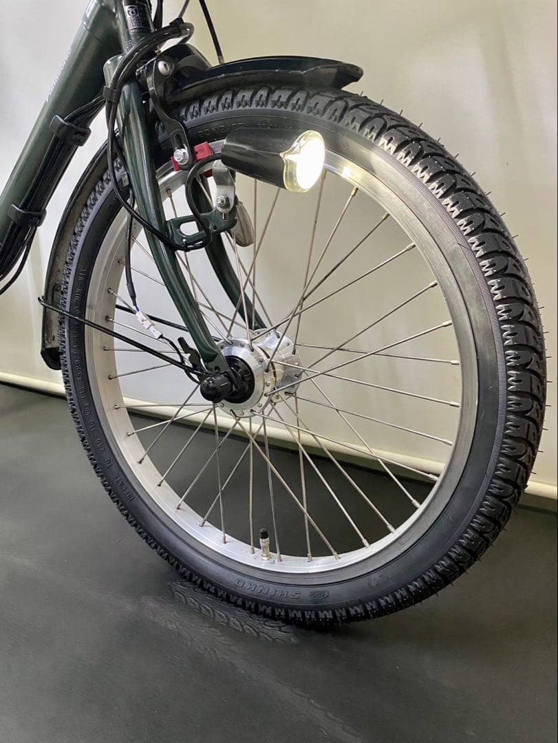 1年保証 送料無料　パナソニック　20インチ　カーキ色　人気　電動アシスト自転車