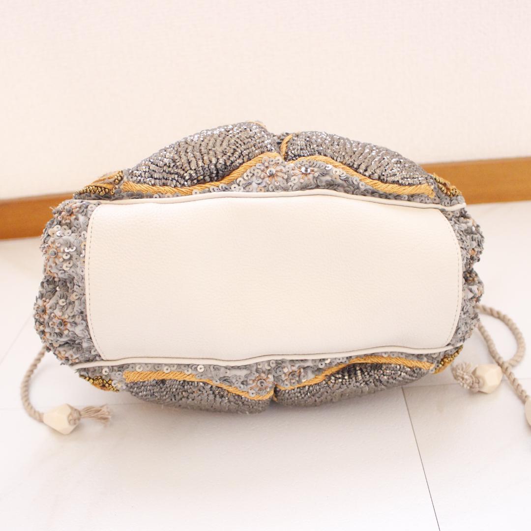 jelly様JAMIN PUECH ハンドバッグ スパンコール グレー ゴールド