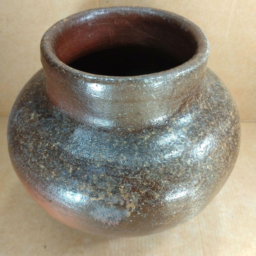 越前花入裏千家十六代 坐忘斎 書付箱 古越前(推定江戸期) 蹲 壷 六古窯