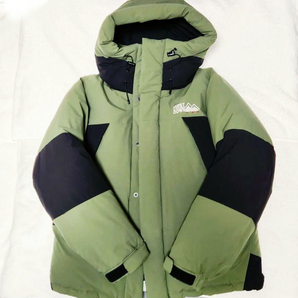 FIRST DOWN　ダウンジャケット　オリーブグリーン/ブラック　L　オマケ付