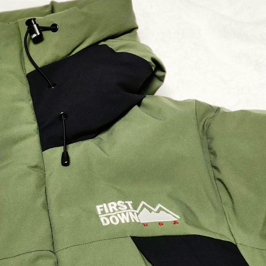 FIRST DOWN　ダウンジャケット　オリーブグリーン/ブラック　L　オマケ付
