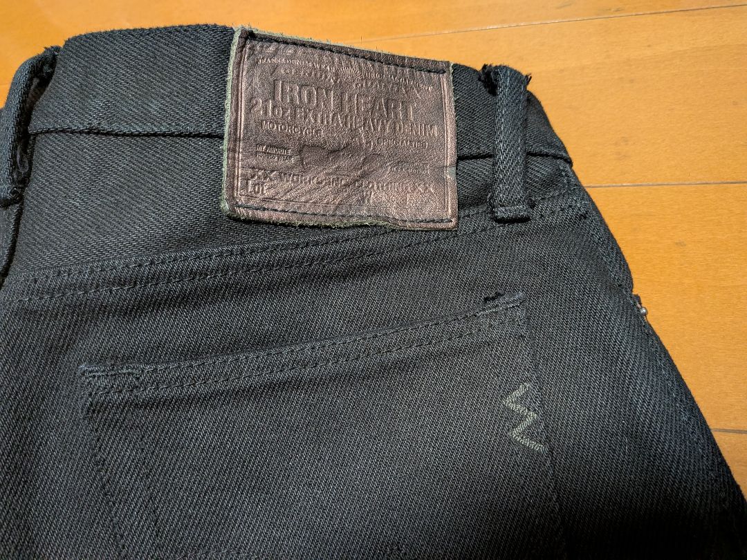 IRON HEART 9643Z 21oz黒鎧 ブラック デニム ジッパーフライ