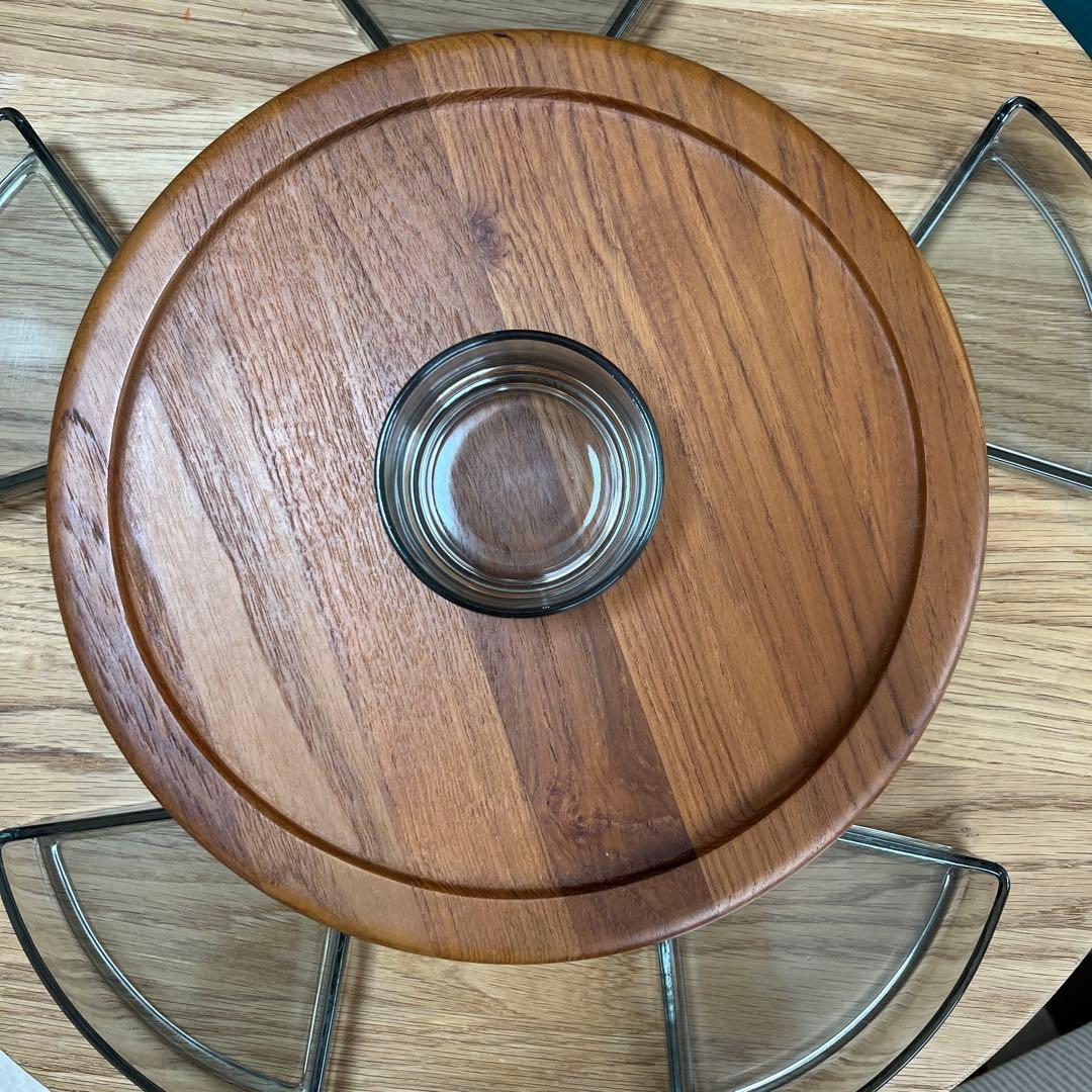 木製ガラス仕切り付きサービングプレート
