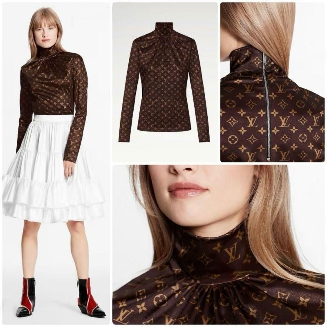 ルイヴィトン タグ付き新品未使用 モノグラム総柄ブラウス バックファスナー ロゴ