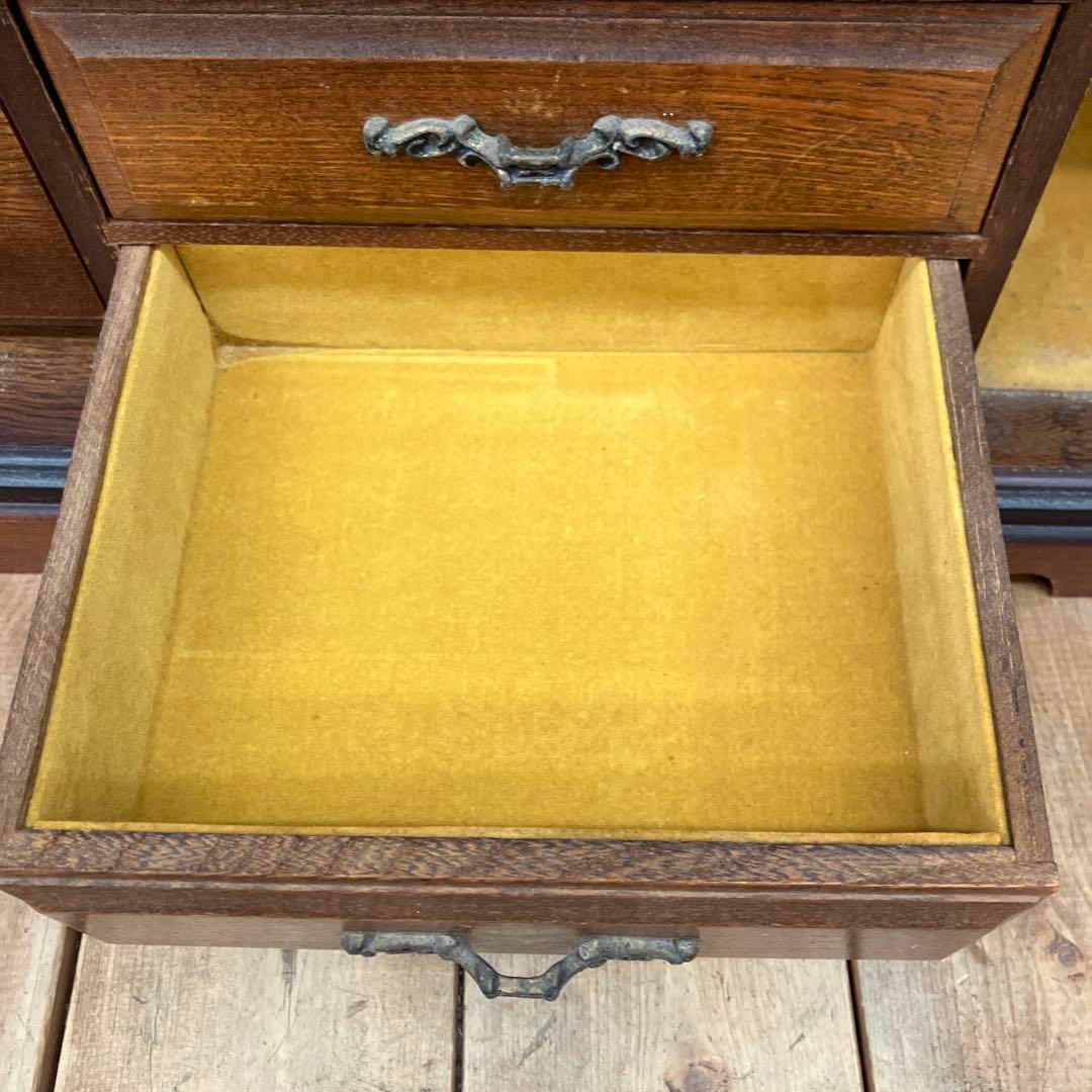 ジャンク品 アンティーク 木製 引き出し付 置時計 ジュエリーボックス 小物入れ