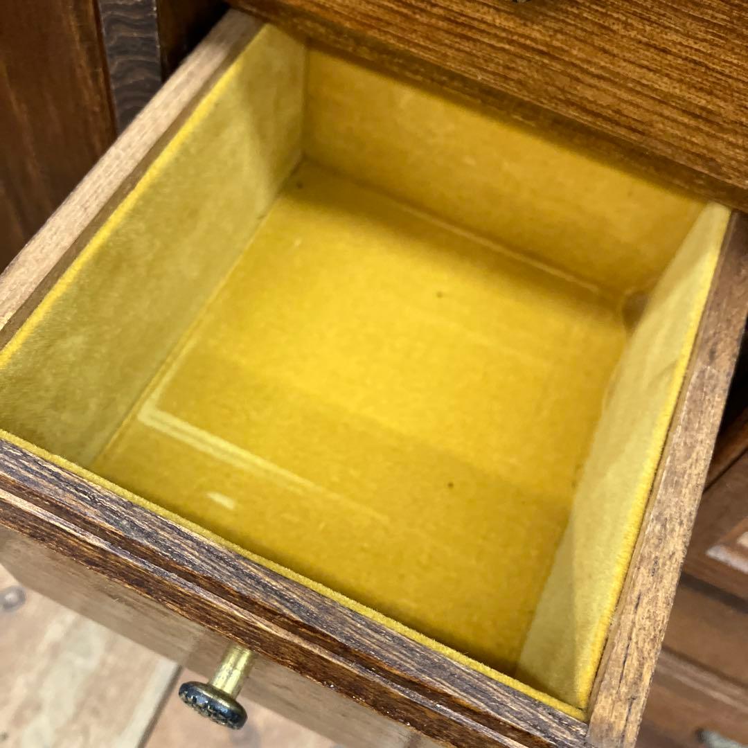 ジャンク品 アンティーク 木製 引き出し付 置時計 ジュエリーボックス 小物入れ