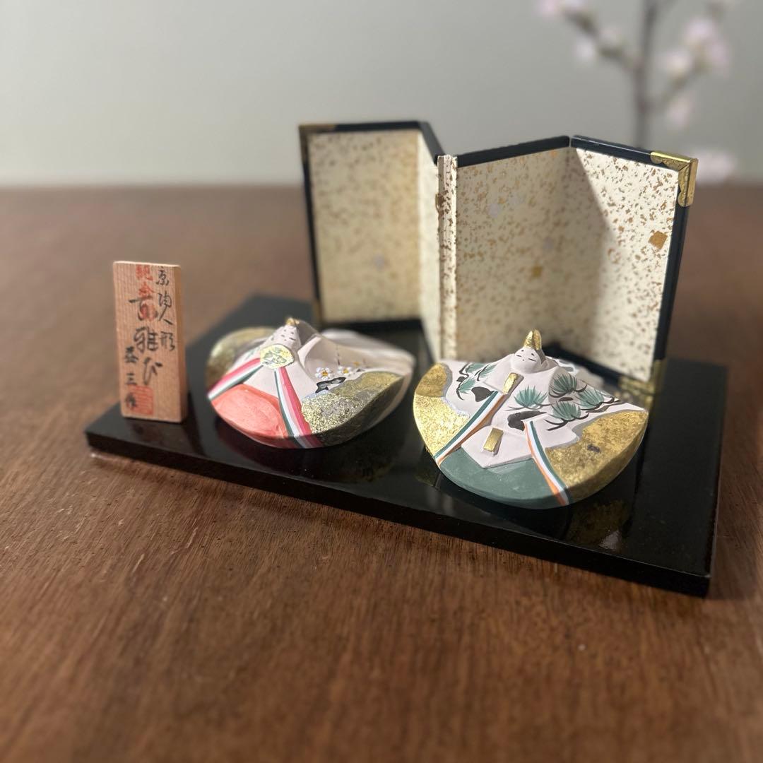 新品共箱・飾り台付き◇京陶人形「京雅び」小田益三　陶器　雛人形　雛祭り　金彩