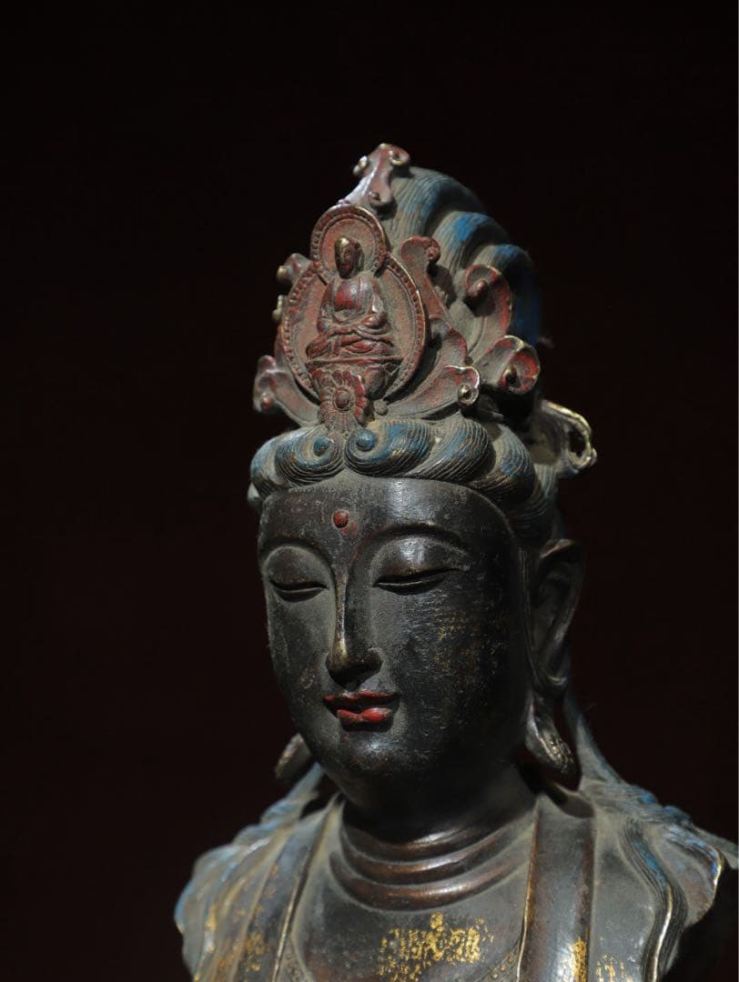 旧家　時代物　純銅拓金 観音様　縁起物　インテリア　古美術 美品