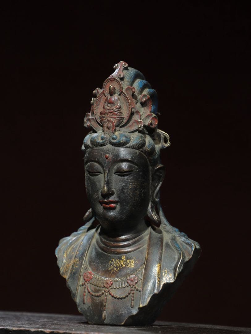 旧家　時代物　純銅拓金 観音様　縁起物　インテリア　古美術 美品