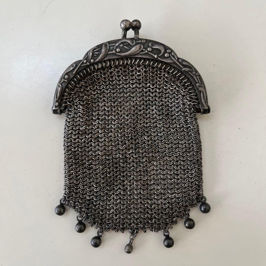 純銀製　フランスアンティーク　ヤドリギモチーフ　パース　1900年代