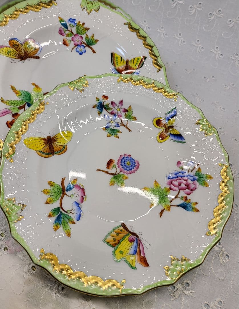 3枚✨ヘレンド ヴィクトリアブーケ サラダ デザート プレート19 皿 花蝶