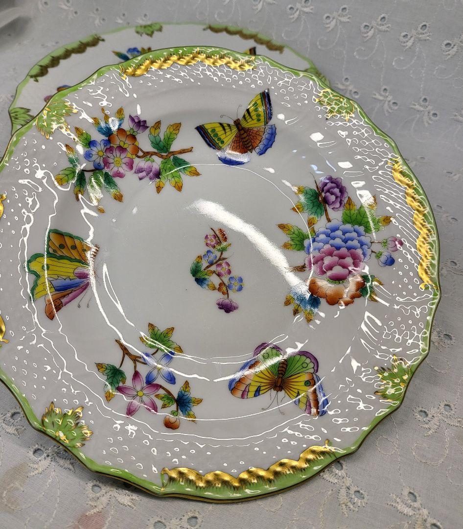 3枚✨ヘレンド ヴィクトリアブーケ サラダ デザート プレート19 皿 花蝶