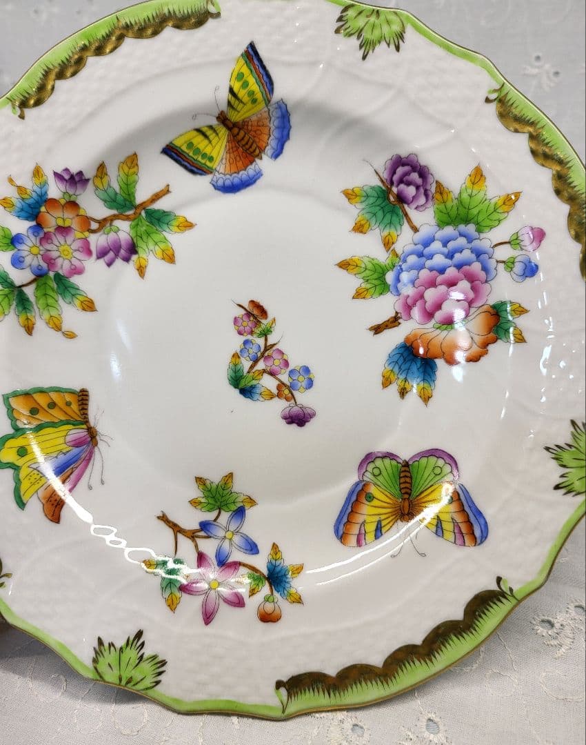 3枚✨ヘレンド ヴィクトリアブーケ サラダ デザート プレート19 皿 花蝶
