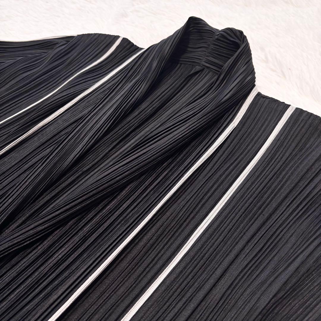 希少　プリーツプリーズ　ロングカーディガン　ポケット付き　ブラック　サイズ3