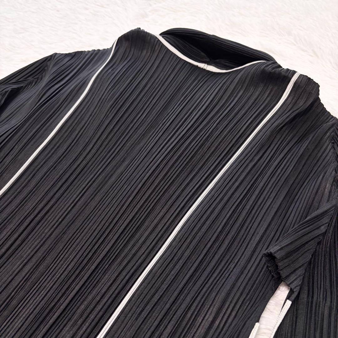 希少　プリーツプリーズ　ロングカーディガン　ポケット付き　ブラック　サイズ3