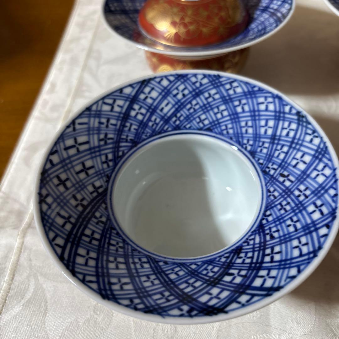 九谷焼　上出長右衛門　上出長右衛門窯　煮物碗　むし碗　蓋付き小鉢　4 個