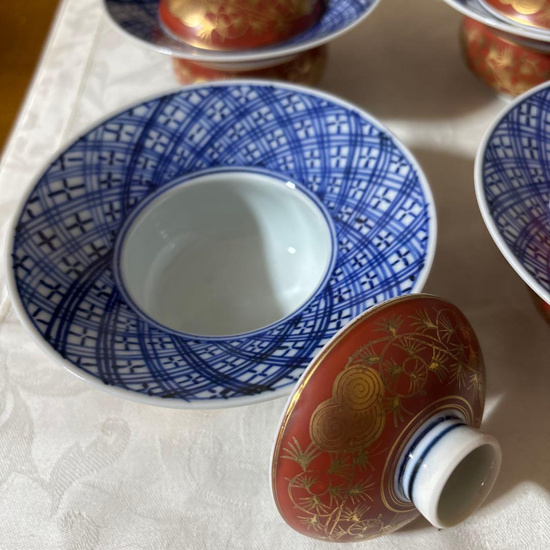 九谷焼　上出長右衛門　上出長右衛門窯　煮物碗　むし碗　蓋付き小鉢　4 個