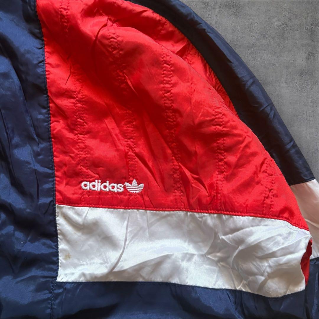 90s adidasトレフォイル刺繍切替ナイロン ジャケットマルチカラーO25
