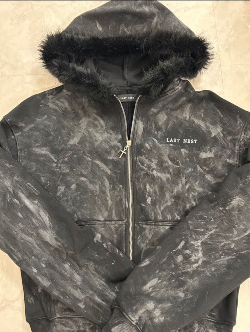 LAST NEST ファー　パーカー ブラック　BADHOP